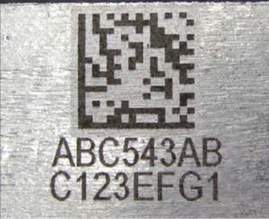 2D Matrix Code laser engraved on Metal